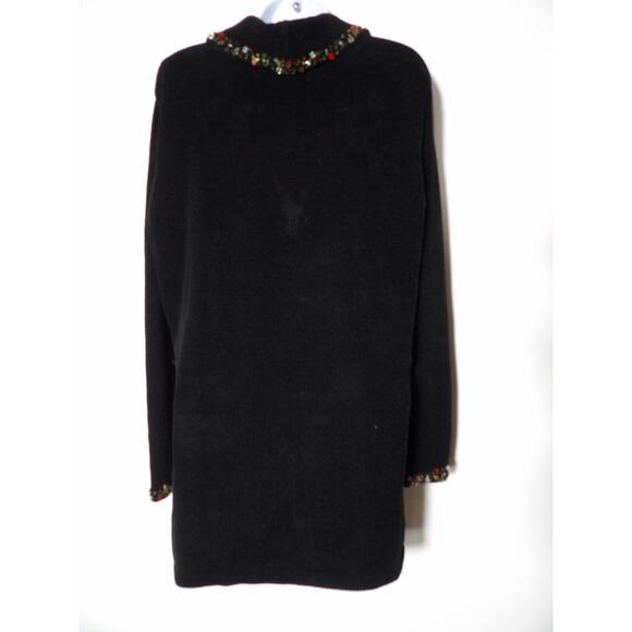 J Two New York Cardigan Sweater Chenille Sweater XL Black Beaded Artsy NWT Matur - Picture 16 of 16
